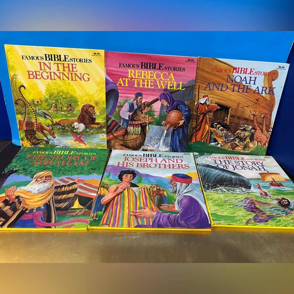 Famous Bible Stories Books Vintage 1993 Hardcover Complete Set of 6 10”x9”